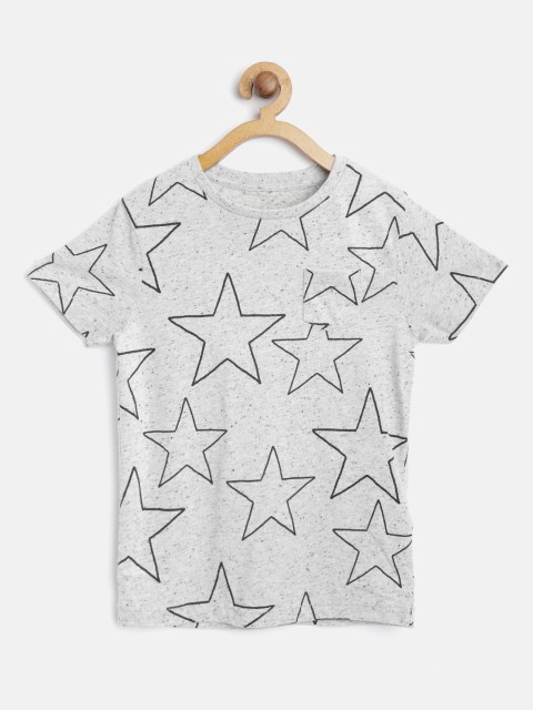 

Marks & Spencer Boys Grey Melange & Black Printed Round Neck T-shirt
