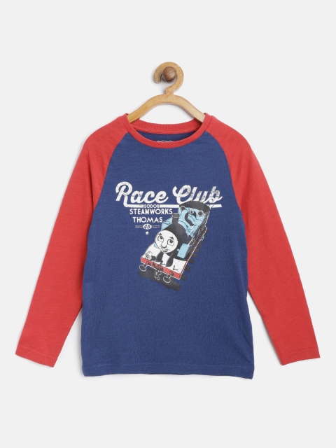 

Marks & Spencer Boys Navy Blue & Red Printed Round Neck T-shirt