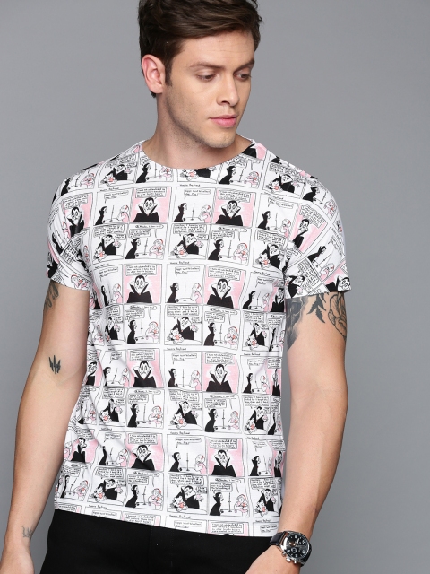 

Wear Your Mind Men White & Black Printed Round Neck T-shirt