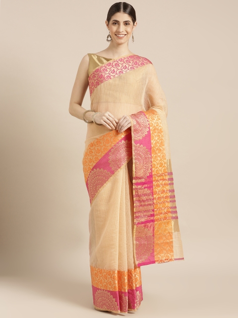 

Blissta Beige Cotton Blend Woven Design Kota Saree