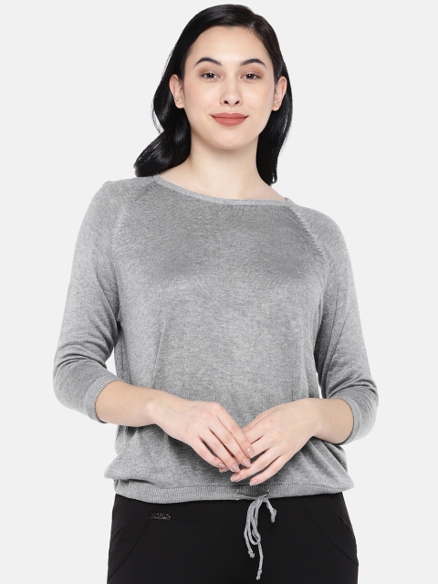 

Cottonworld Women Grey Melange Solid Top