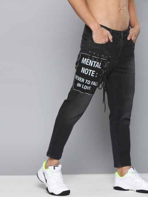 

Kook N Keech Men Black & White Carrot Fit Mid-Rise Mildly Distressed Jeans