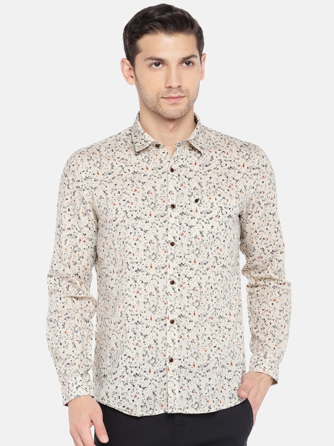 

Turtle Men Beige & Black Slim Fit Printed Casual Shirt
