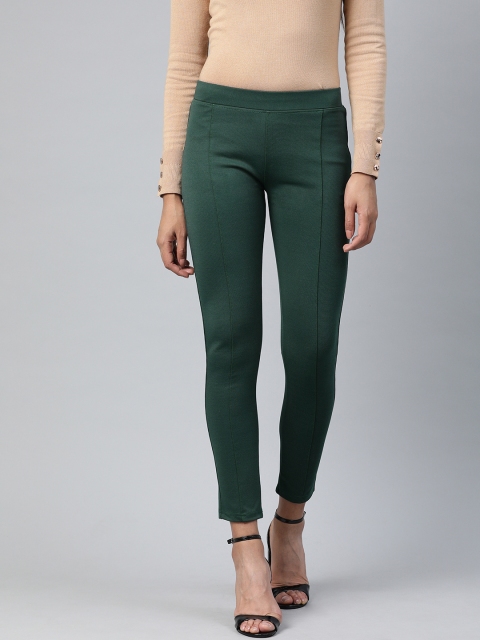 

ANAISA Women Green Slim Fit Solid Treggings