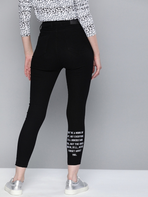 

Kook N Keech Women Black Super Skinny Fit High-Rise Slash Knee Stretchable Jeans
