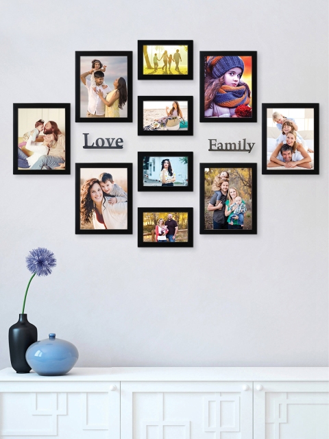 

RANDOM Set of 10 Black Solid Individual Photo Frames With Plaques