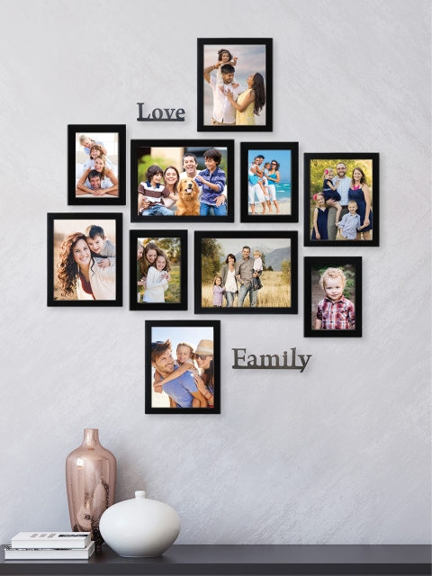 

RANDOM Set of 10 Black Solid Individual Photo Frames With Plaques