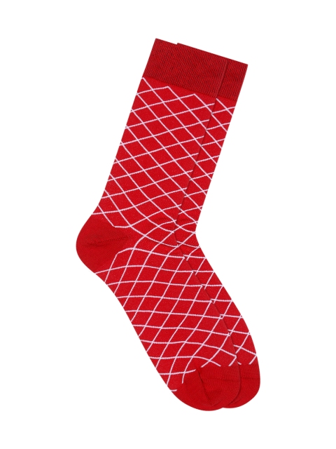 

Soxytoes Men Red & White Patterned Pure Cotton Calf-Length Socks