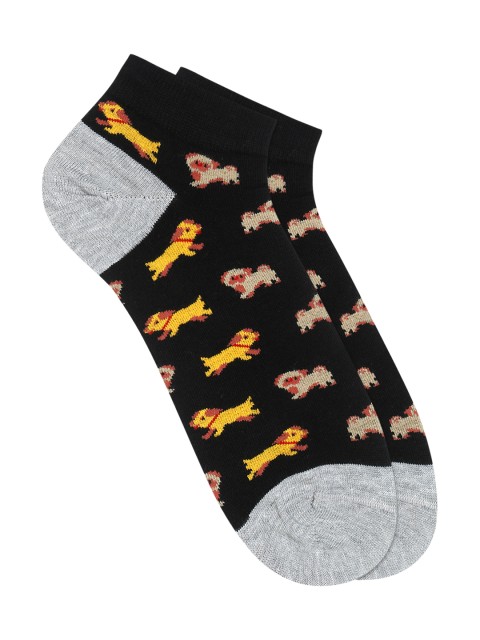 

Soxytoes Puppy Feet Unisex Black & Grey Patterned Ankle-Length Casual Socks