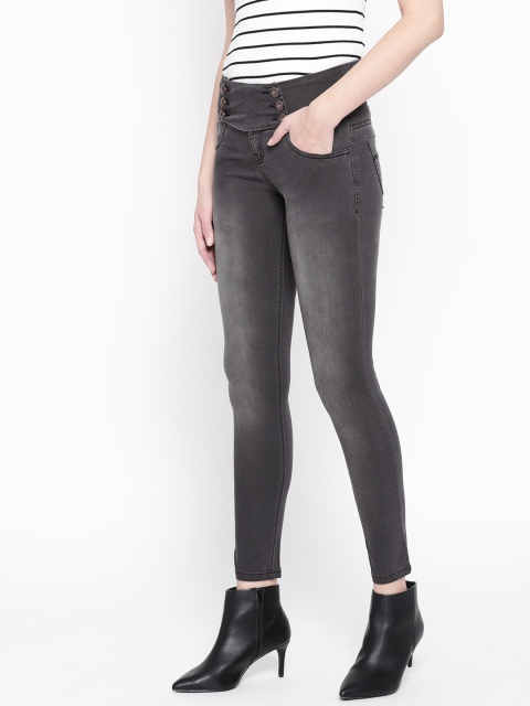 

urSense Women Charcoal Grey Slim Fit High-Rise Clean Look Stretchable Jeans