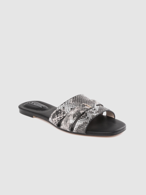 

Van Heusen Woman Silver-Toned & Brown Snakeskin Textured Open Toe Flats
