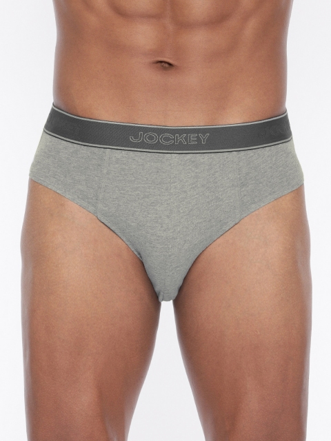 

Jockey Men Navy Blue Solid Midi Briefs 1010-0105, Grey