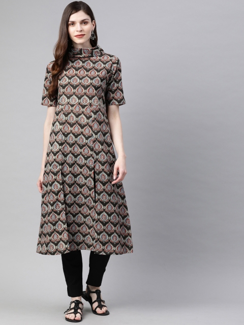 

SIAH Women Black & Off-White Printed Kurta with Trousers