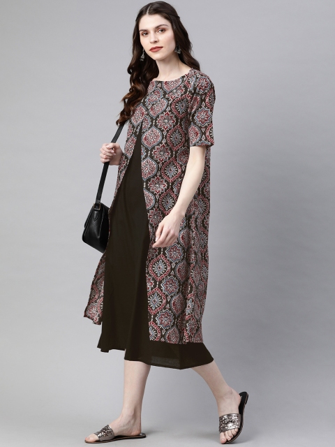 

SIAH Women Black Printed Two-Piece Dress