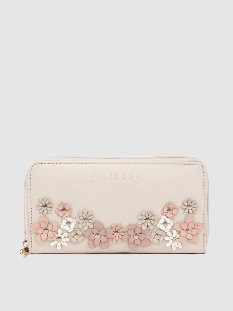 

Caprese Women Beige Textured Zip Around Wallet