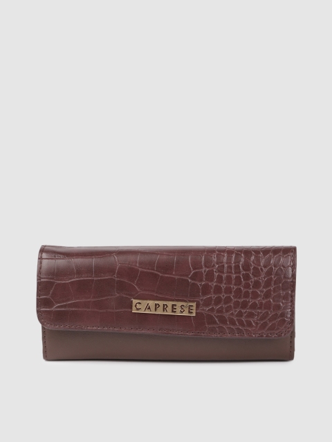 

Caprese Women Brown Textured Three Fold Wallet