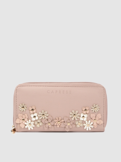 

Caprese Women Pink Textured Zip Around Wallet