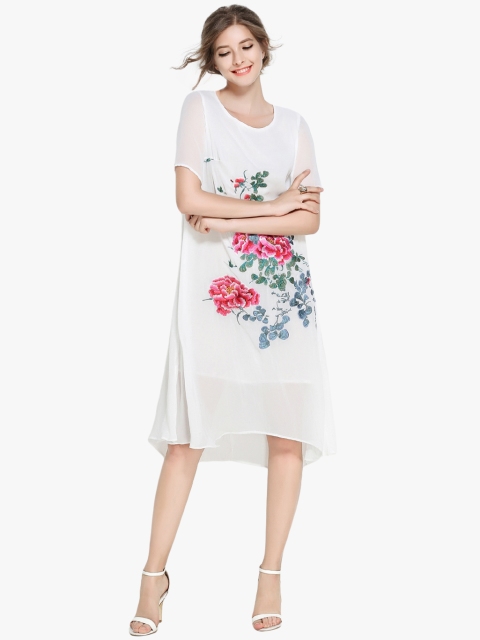 

JC Collection Women White Embroidered A-Line Dress