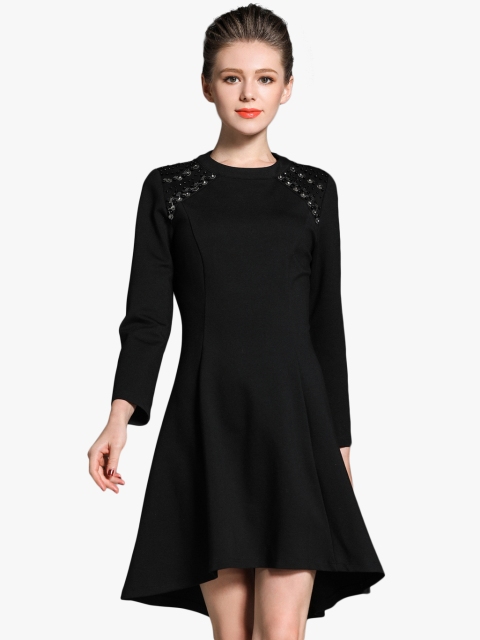 

JC Collection Women Black Solid Fit & Flare Dress