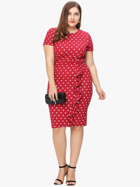 

JC Collection Women Red & White Printed Sheath Dress
