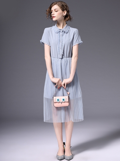 

JC Collection Women Blue Solid Shirt Dress