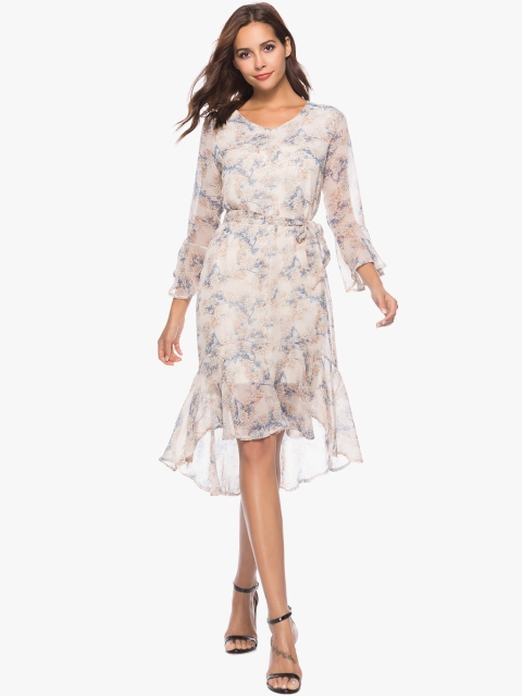 

JC Collection Women Off-White Printed A-Line Dress