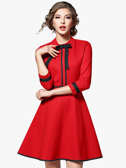 

JC Collection Women Red Solid Fit & Flare Dress