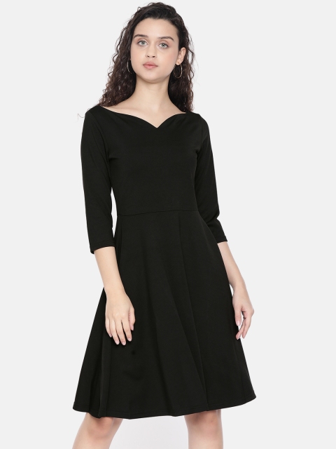 

JC Collection Women Black Solid Fit and Flare Dress