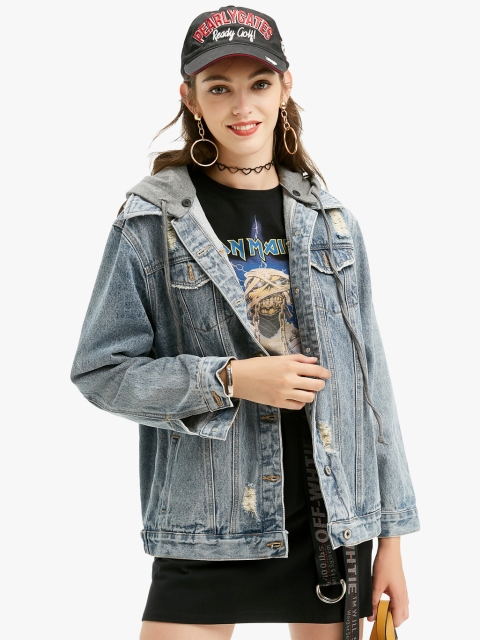 

JC Collection Women Blue Solid Denim Jacket