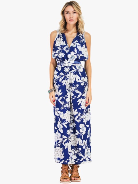 

JC Collection Women Blue & White Printed Basic Jumpsuit