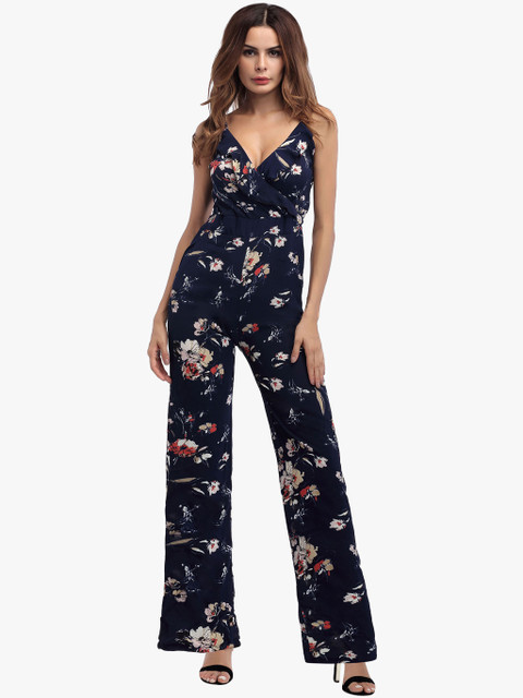

JC Collection Women Navy Blue & Off-White Printed Basic Jumpsuit