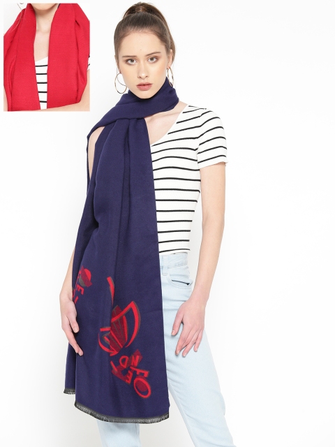 

JC Collection Women Navy Blue & Red Reversible Printed Stole