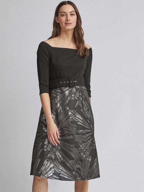 

DOROTHY PERKINS Women Black & Silver Self-Design A-Line Dress