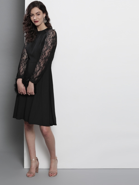 

DOROTHY PERKINS Women Black Solid Fit and Flare Dress