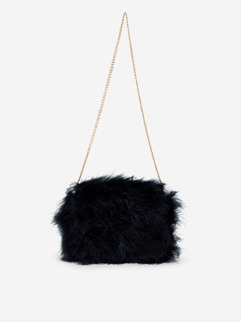 

DOROTHY PERKINS Black Faux Fur Purse Clutch