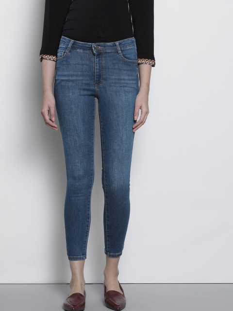 

DOROTHY PERKINS Women Navy Blue Frankie Skinny Fit Clean Look Stretchable Cropped Jeans