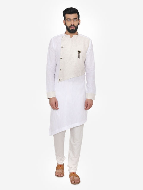 

Manyavar Men White Solid Straight Kurta