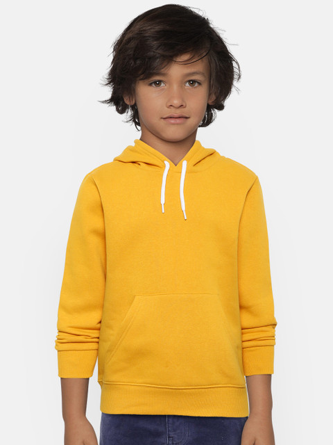 

Fox Boys Mustard Yellow Solid Hooded Sweatshirt