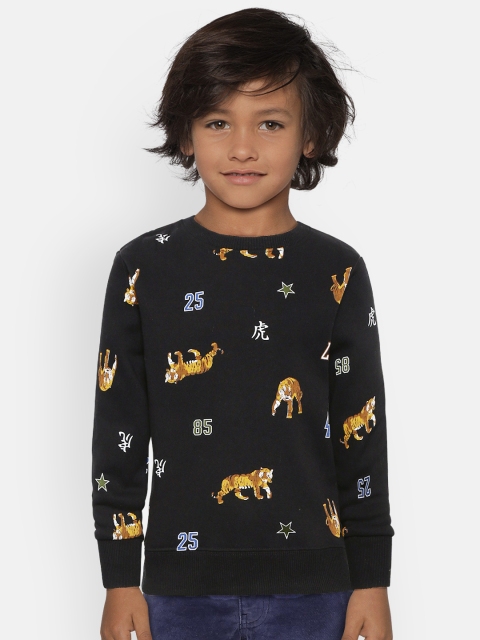 

Fox Boys Black & Mustard Brown Printed Sweatshirt
