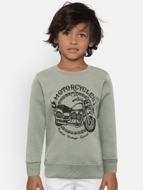 

Fox Boys Olive Green & Black Printed Sweatshirt