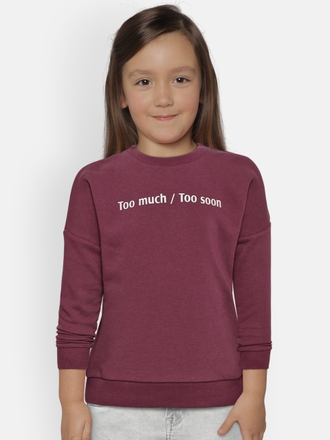 

Fox Girls Purple Solid Sweatshirt with Printed Detail