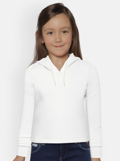 

Fox Girls White Solid Hooded Sweatshirt