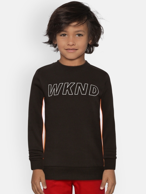 

Fox Boys Black & White Colourblocked Sweatshirt with Printed Detail