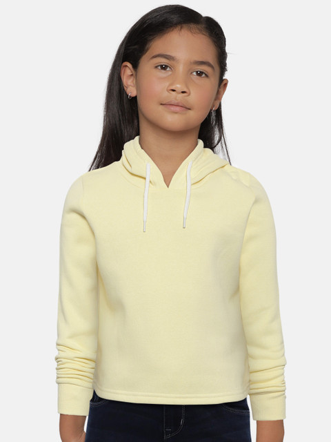 

Fox Girls Yellow Solid Hooded Sweatshirt