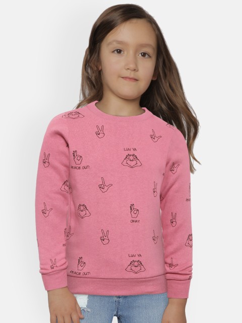 

Fox Girls Pink & Black Printed Sweatshirt