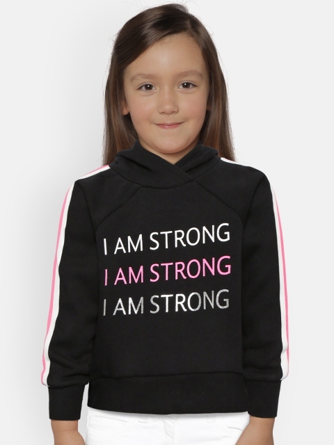 

Fox Girls Black Printed Hooded Sweatshirt
