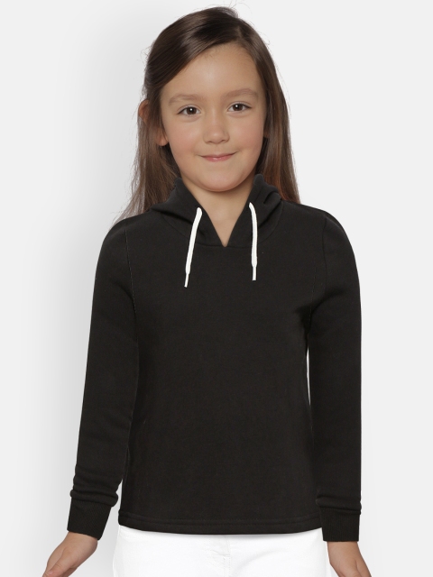 

Fox Girls Black Solid Hooded Sweatshirt