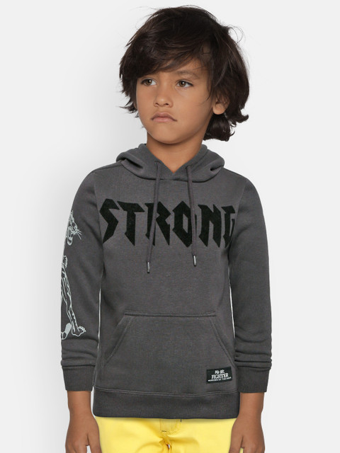 

Fox Boys Charcoal Grey Embossed Print Hooded Sweatshirt