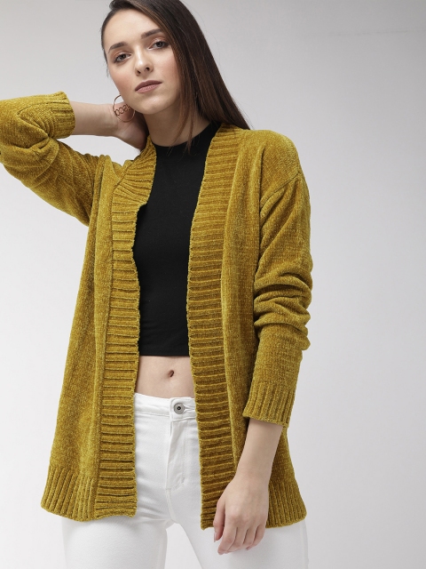 

FOREVER 21 Women Mustard Solid Front-Open Sweater