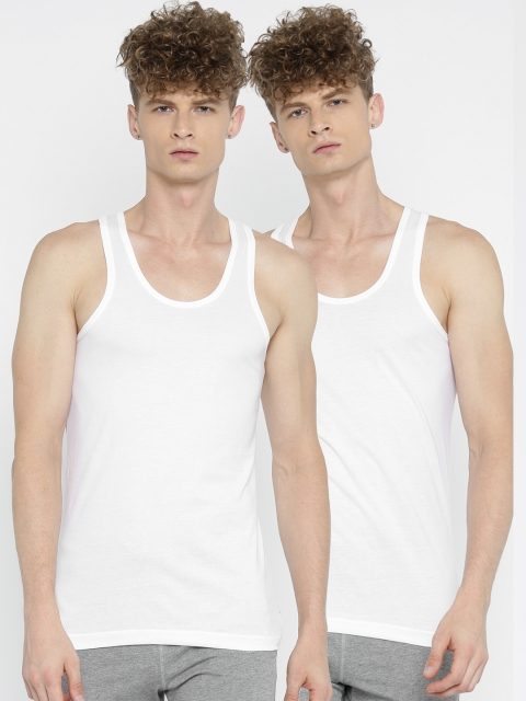 

Jockey Men Pack of 2 White Solid Innerwear Vests